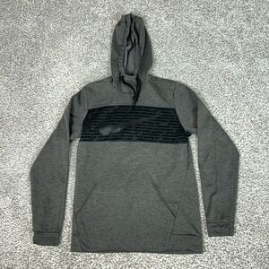 Nike Hoodie Mens Small Gray Pullover Sweatshirt Dri-FIT Swoosh Logo Fleece Sport